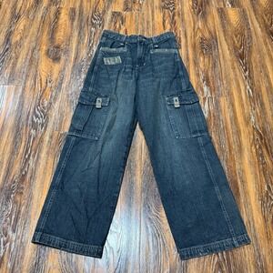 Vintage Wrangler Kids Dark Wash Cargo Jeans Camo Trim Blue Size 12 Regular Boys